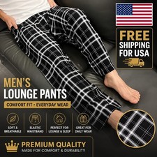 Men Plaid Pajama Pants Casual Lounge Trousers Sleepwear Home Wear Plus Size New