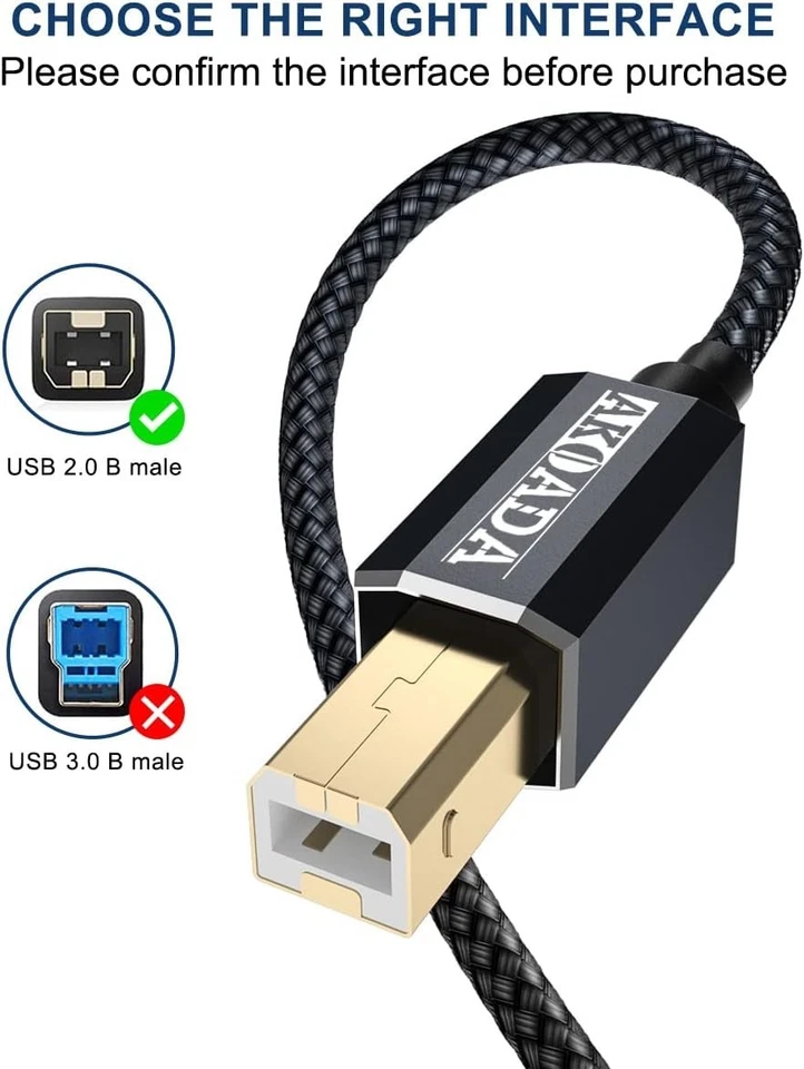 20FT USB 2.0 Male to Male Printer Scanner Cable - Ultimate Compatibility - Image 4 of 4