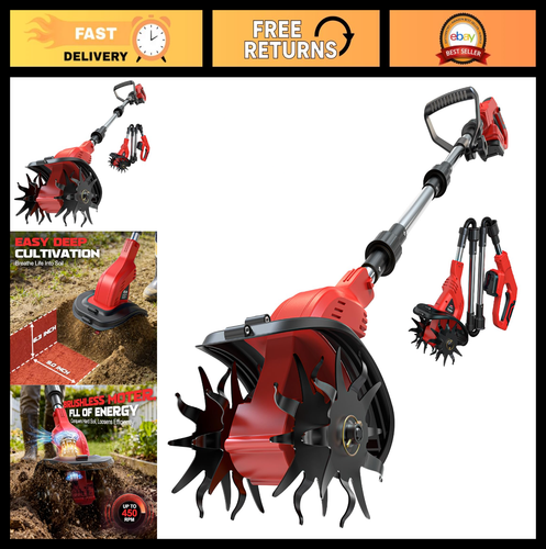 Cordless Electric Tiller Cultivator for Gardening, 9