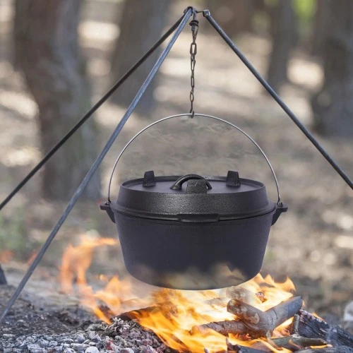 6 Quart Pre-Seasoned Cast Iron Dutch Oven with Lid and Wire Bail Handle- black