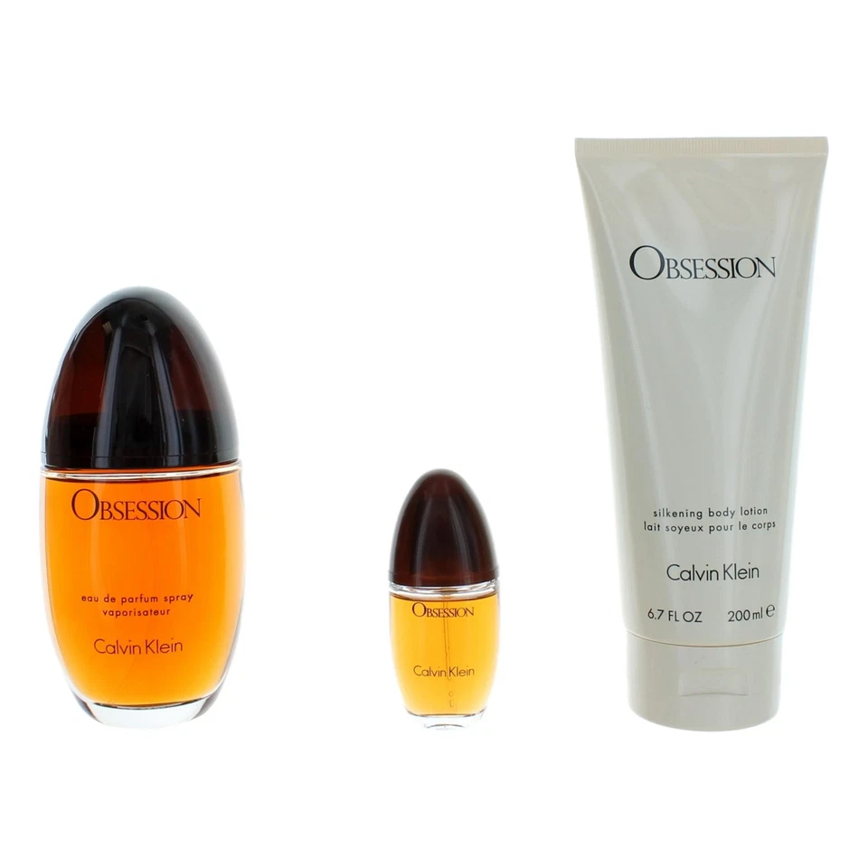 Obsession by Calvin Klein, Juego de regalo de 3 piezas con 3,3 oz para mujer