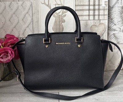 Michael Kors Selma Handtasche schwarz Saffiano Leder, Multiway Bag, Umhängetasche