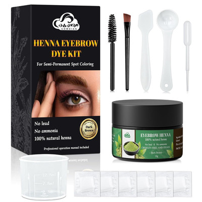 Henna Eyebrow Tint Kit, Natural Henna Eyebrow Dye Powder 15 Grams, Professional
