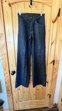 Vtg Flare Jeans Mens/Womens Pleated Bell Bottoms Sears Put On Shop Hippie RARE 