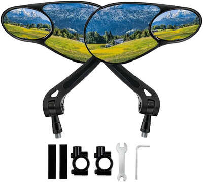 1 Pair Bike Mirror Handlebar Mount, Dual Sport Mirrors, 360°Adjustable HD Bicycl
