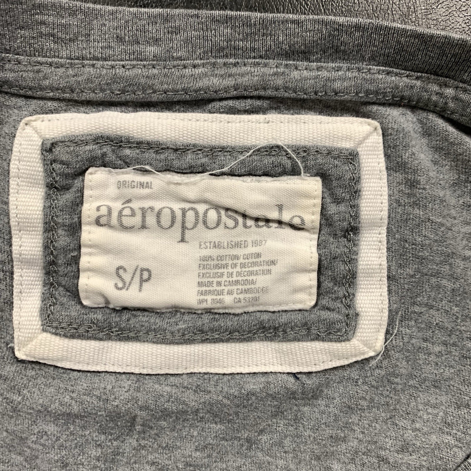 Womens Aeropostale 87 Logo Long Sleeve Gray T-shirt Tee Size Small