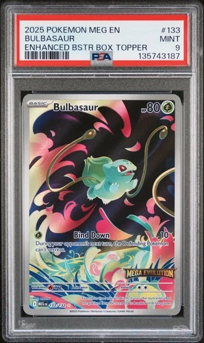 2025 POKEMON MEG EN-MEGA EVOLUTION ENHANCED BOOSTER BOX TOPPER BULBASAUR PSA 9