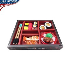 Detailed Sushi Dinner Bento Box 21pcs Play Food Set W/ Accessories Kids New