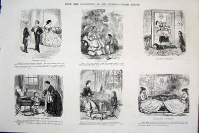 Original alter antiker Druck Leben & Figur von John Leech Mr Punch um 1878 19.