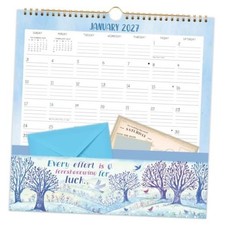 - 2027 Calendar with Pockets, 12" x 12", Jan. 2027 - Dec. 2027 Wall Calendar