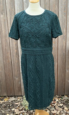 Phase Eight Size 16 Dark Green Midi Dress Pattern Detail Charity Sale