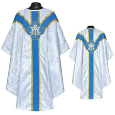 Marian blue with Silver brocade vestment,stole &mass set,gothic chasuble,casull