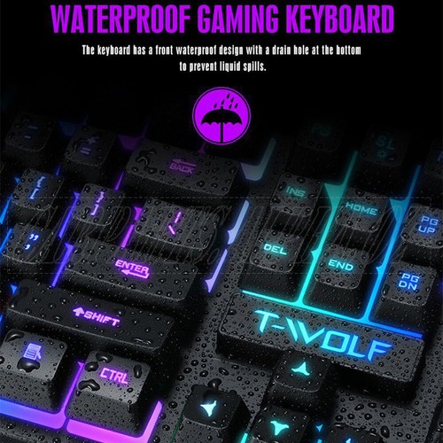 T6 USB Wired Mechanical Gaming Keyboard 104 Keys RGB LED Backlit For Windows PC - Picture 11 of 12