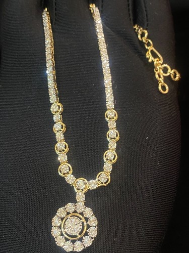 Collana Vittoriana Diamanti Taglio Rotondo Brillante Taglio Rotondo 1,62 Cts in Oro Giallo 14K - Foto 4 di 14