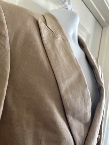 VTG Deadstock International Male Linen Suit Size Medium Tan Khaki Pants 32 - Picture 4 of 10