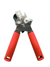 Stainless Steel Manual Can Opener Tin Opener with Comfortable Handle - Red