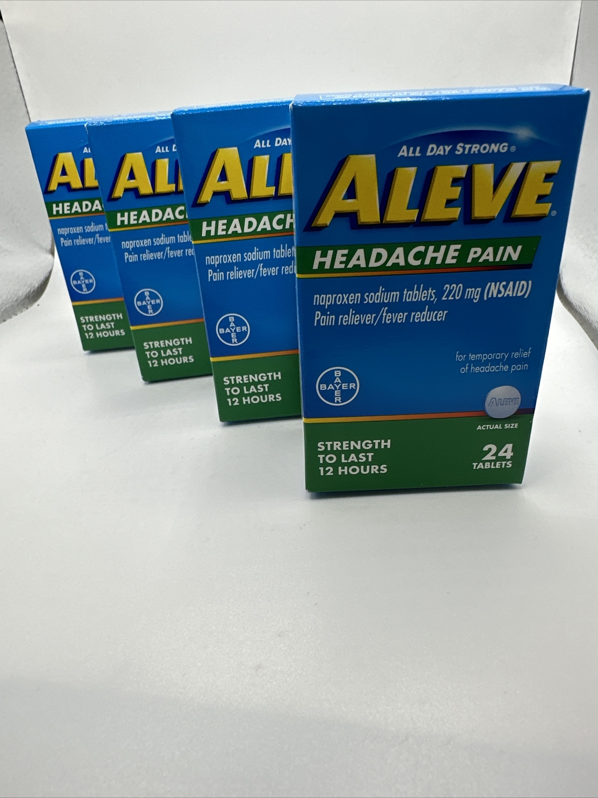 LOT OF 4 Boxes Aleve Headache Pain Naproxen Sodium 220mg (NSAID) Exp 1/