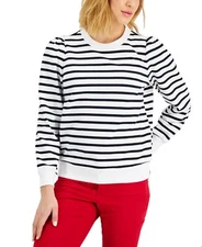 MSRP $60 Charter Club Petite Striped Heart Top White Size Petite Petite