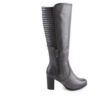 TAMARIS KNEE HIGH LEATHER BOOT SIZE GRAY AND BLACK