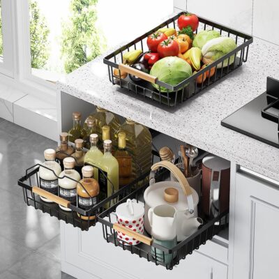 2er Teleskopschublade Ausziehbare Schublade Schrank Organizer Küchenschublade