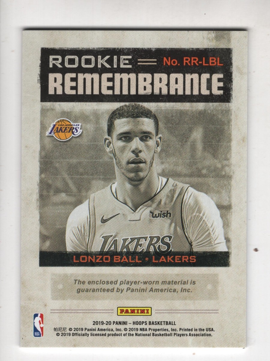 LONZO BALL 2019-20 Panini NBA Hoops- Rookie Remembrance #RR-LBL | eBay