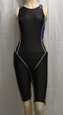 Black Blue Kneelength Spandex Leotard for Women Size 8 Small