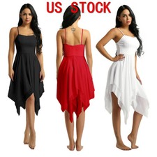 Women's Dress Modern Lyrical Dance Costume Asymmetric High-Low Dancing Dress