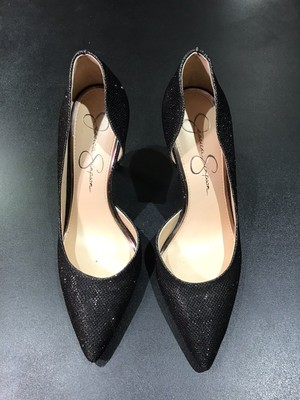 black heels with glitter heel