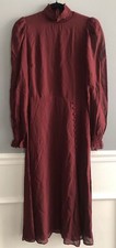 Reformation Stevie Georgette Maxi Midi Maroon Red Button Zip Long Sleeve Dress 4