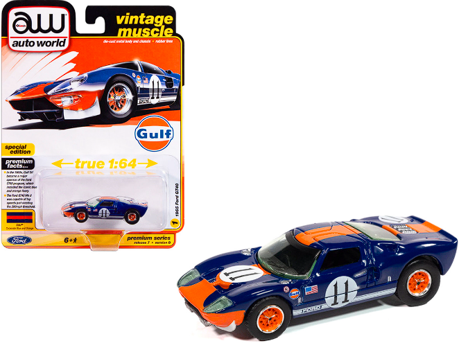 1965 Ford GT40 Gulf #11 1/64 Diecast Model Vintage Muscle Series