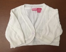 French Toast Girls White Sweater Size 4 One Button Cable Knit