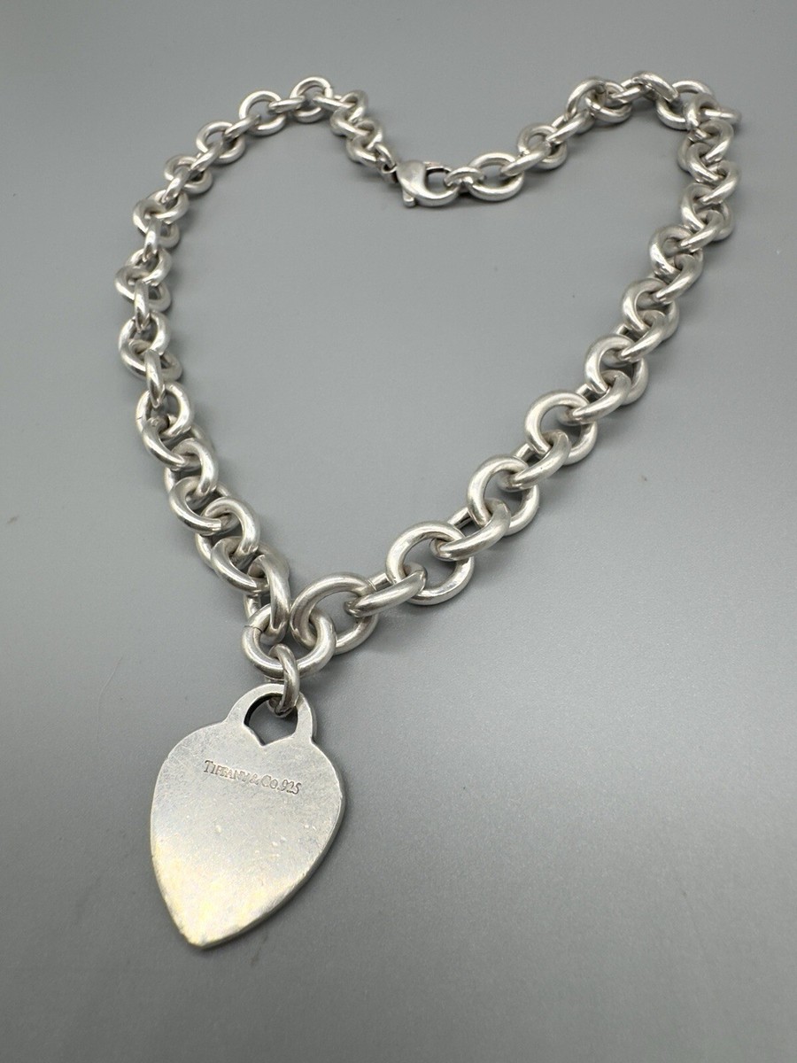 Vintage Nice Tiffany & Co Heart Tag 925 Sterling Silver 16