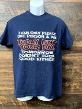 Goldan Heavy Cotton T-Shirt Men Medium Blue Color Short Sleeve Fun Graphic Print