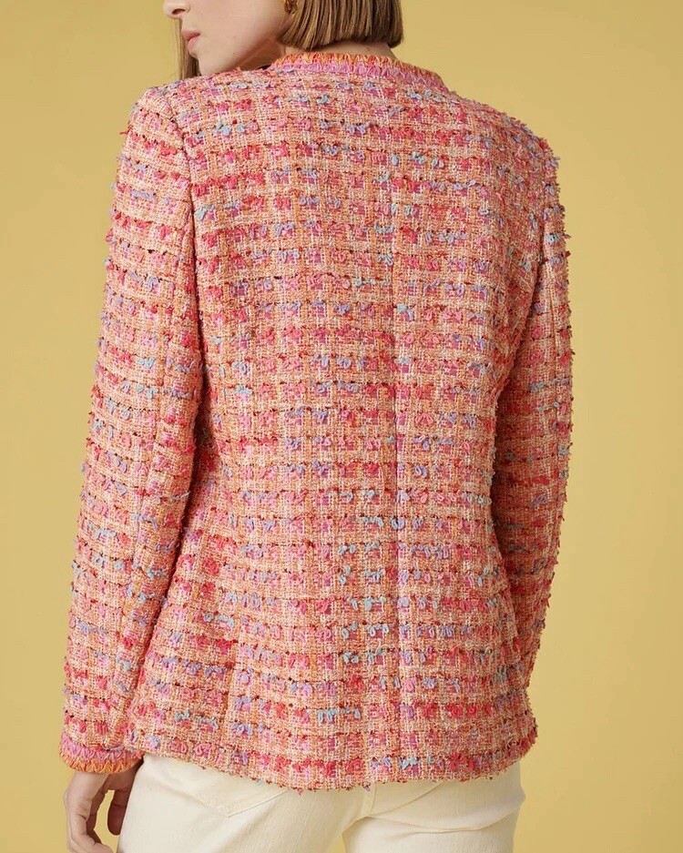 Weill Multicolored Tweed Jacket New Carmela Orange Size 2