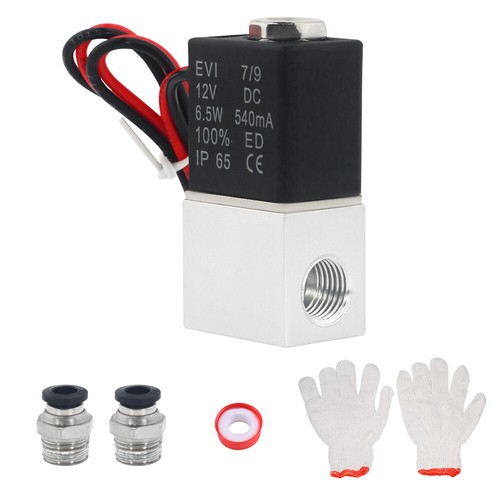 2 Way Normally Closed 2V025-08 DC12V Electric Solenoid Air Valve 1/4" NPT Sets - Picture 3 of 12