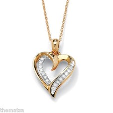 1/10 TCW DIAMOND HEART SHAPED 10K GOLD HEART PENDANT AND 18" NECKLACE CHAIN