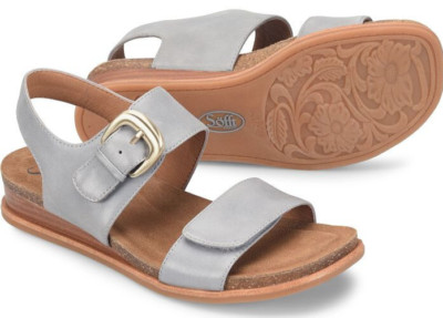 Sofft Women's ''Peggie'' Buckle Accented Wedged Sandal Chambray (Select Size)