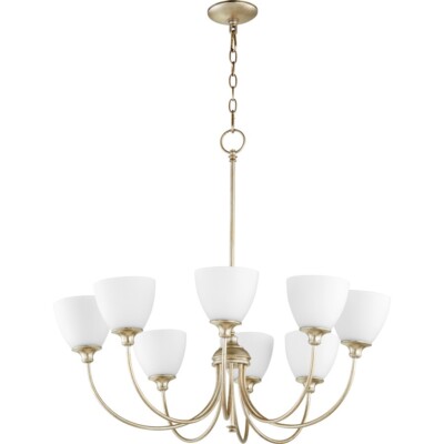 Quorum Celeste 8 Light 32' Chandelier, Aged Silver Leaf - 6109-8-60