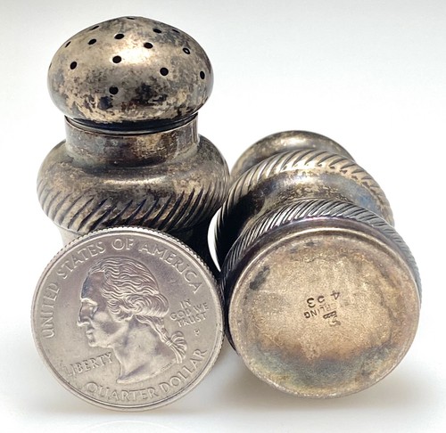 Antique H.H. Curtis & Co. 925 Sterling Silver Salt & Pepper Shakers 453 - Picture 4 of 8