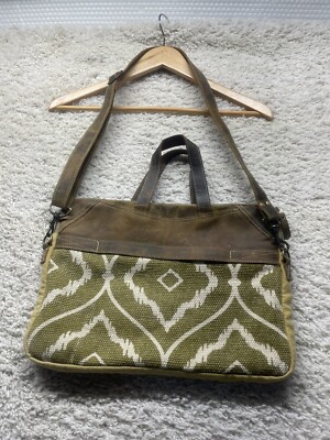 Myra Chocolate Caramel Upcycled Messenger Bag EUC
