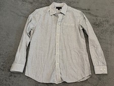 Banana Republic Shirt Mens Medium Check Gray Stretch Standard Fit Button Up