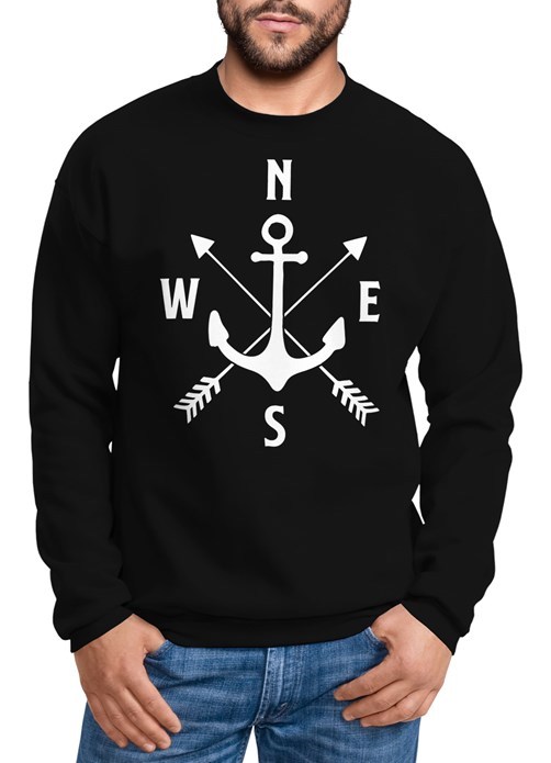 Sweatshirt Men's Anchor Compass Arrows Crewneck Pullover Moonworks®-image