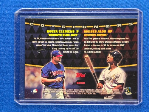1999 Topps Stadium Club Co-Signers #CS25 Roger Clemens Moises Alou Dual Auto - Picture 7 of 7