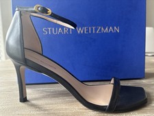Stuart Weitzman Black Leather Amelina 75 Heels SZ 5 With Box Pristine