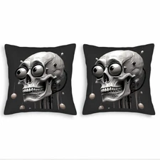 Stylized Throw Pillow Covers 18x18in Set of 2 -Artistic Design with Bulging Eyes
