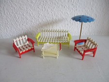 Gartenmöbel Sonnenschirm Teewagen  f. Puppenstube  50er Jahre alt