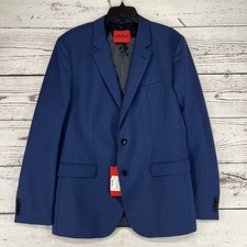 HUGO by Hugo Boss Men's Modern-Fit Solid Wool-Blend Suit Separate Jacket 42L