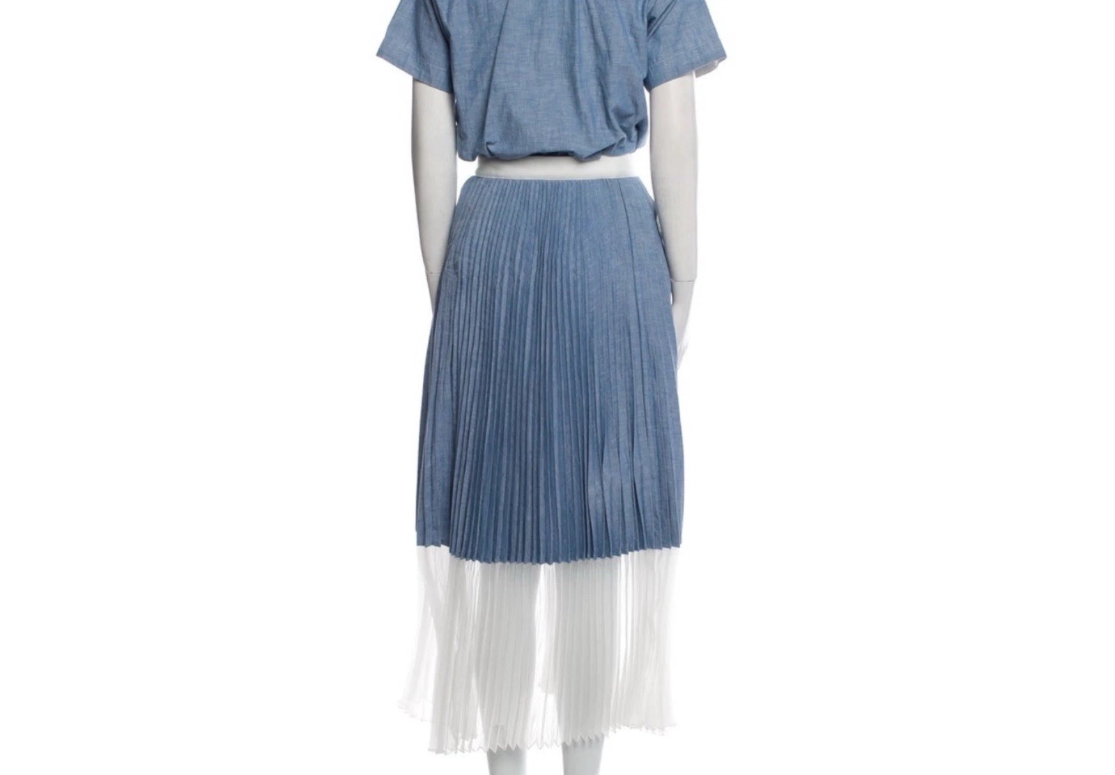 CAMICIA LUNGA SACAI DENIM COTONE PLISSETTATO (JP.2 US.6)