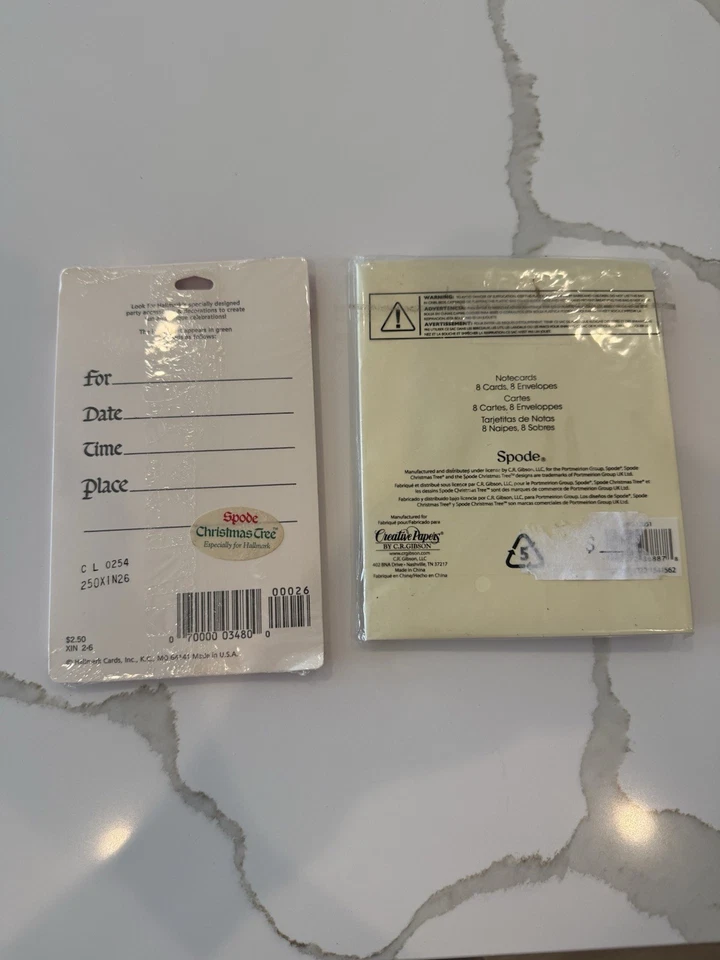 Vintage SPODE Christmas Set 2 Tree Party Invitations and Notecards NOS Sealed - Image 2 of 4