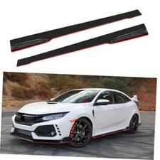 78-3/4" Universal Car Side Skirt 200CM Extension Rocker 78.75" Black Red Line